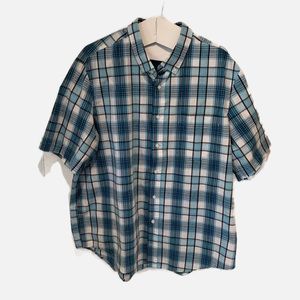George, Men’s short sleeve shirt, plaid, 2XL Button front.